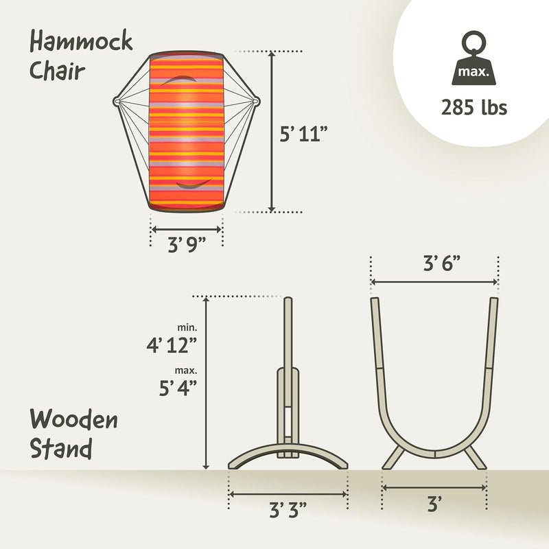 LA SIESTA Udine Outdoor Hammock Chair with Wooden Stand (W 115 cm) (Toucan) - Image 2